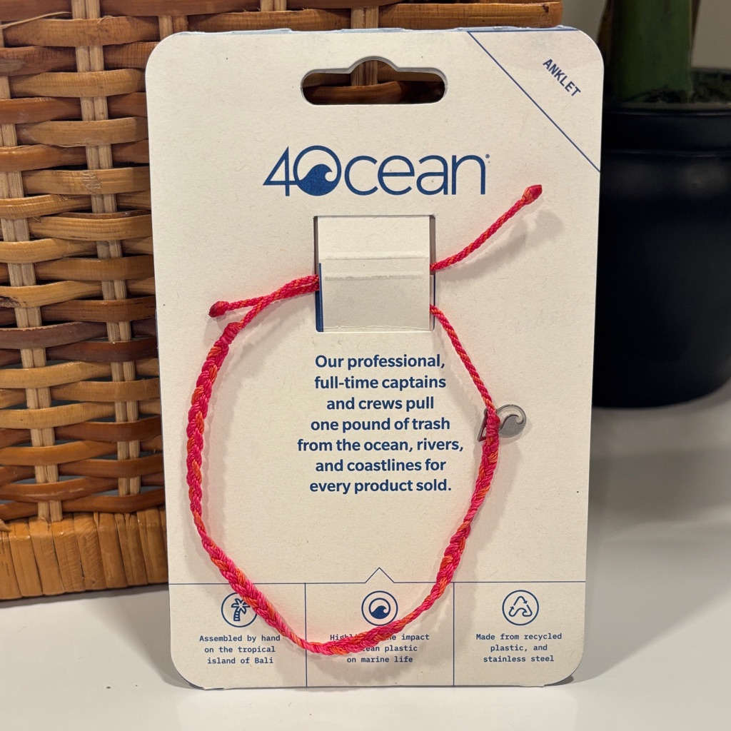 4ocean Pink/Coral Braided Anklet Nwt